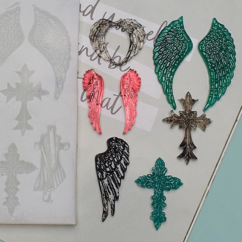 Cross Feather Keychain Silicone Mold for Resin Crafts
