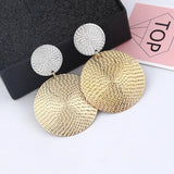 Golden Double Round Circle Earrings Statement Jewelry