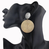 Golden Double Round Circle Earrings Statement Jewelry
