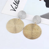 Golden Double Round Circle Earrings Statement Jewelry
