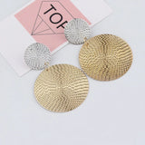 Golden Double Round Circle Earrings Statement Jewelry