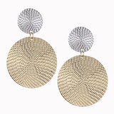 Golden Double Round Circle Earrings Statement Jewelry