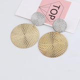Golden Double Round Circle Earrings Statement Jewelry