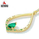 Green Zircon Long Drop Earrings 925 Silver Asymmetric Dangle