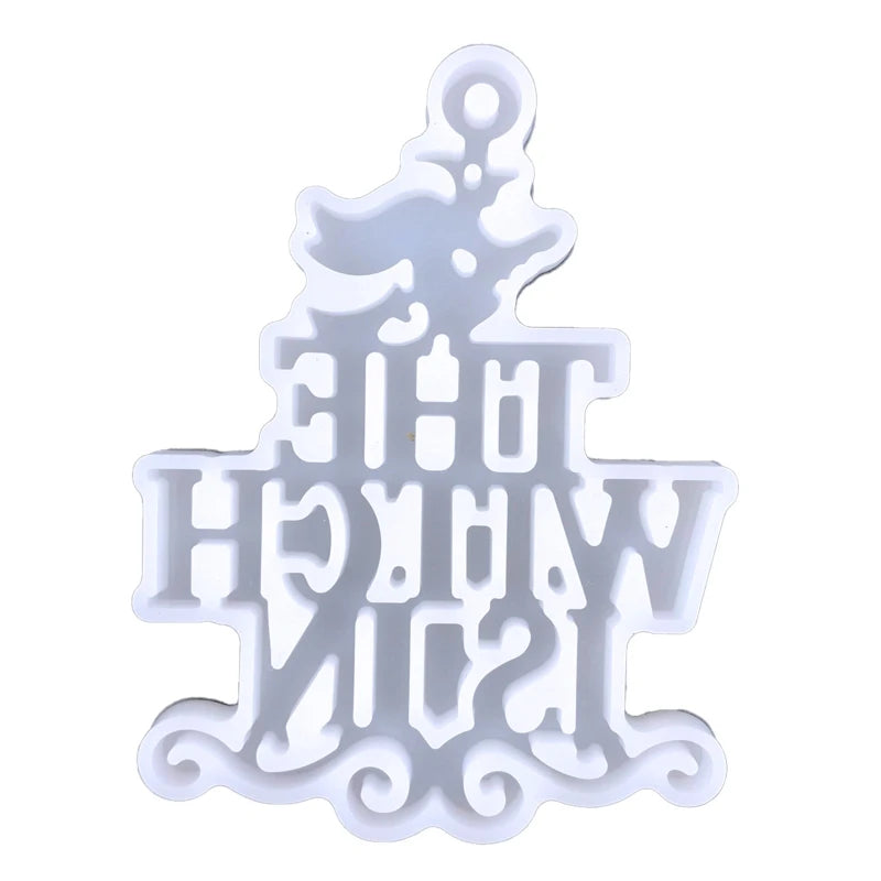 Halloween Witch Spider Keychain Mould Silicone Epoxy Resin Molds DIY Pendant