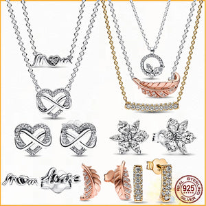 Herbarium Round Necklace & Earring Set 925 Silver Gift