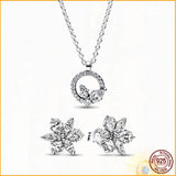 Herbarium Round Necklace & Earring Set 925 Silver Gift