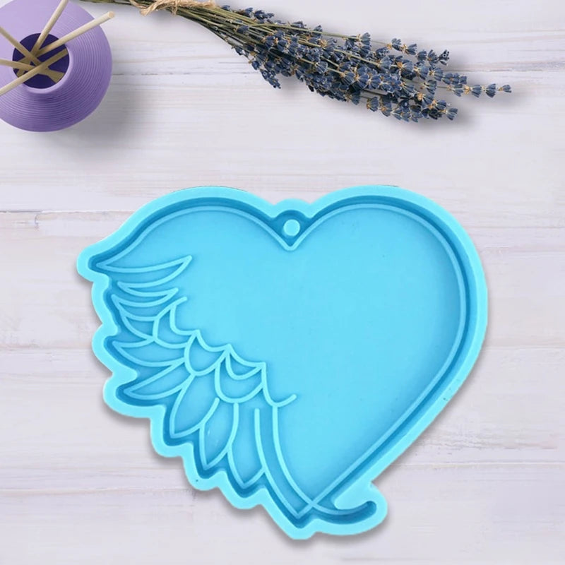 Heart Feather Keychain Resin Mold Pendant Silicone Mould
