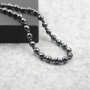 Magnetic Hematite Faced Beads Necklace 8mm