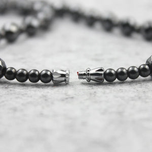 Magnetic Hematite Faced Beads Necklace 8mm