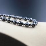Magnetic Hematite Faced Beads Necklace 8mm