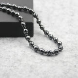 Magnetic Hematite Faced Beads Necklace 8mm