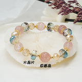 Strawberry Quartz Crystal Beads Strand Bracelet for Women YBR287