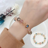 Strawberry Quartz Crystal Beads Strand Bracelet for Women YBR287