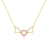 Paved Tiny Two Heart Choker Necklaces Pendant Chain Gift for Women