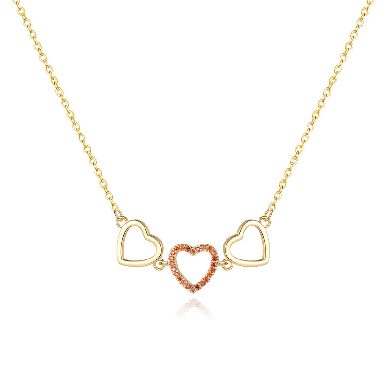 Paved Tiny Two Heart Choker Necklaces Pendant Chain Gift for Women