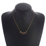Paved Tiny Two Heart Choker Necklaces Pendant Chain Gift for Women