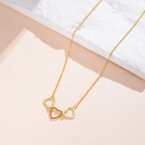Paved Tiny Two Heart Choker Necklaces Pendant Chain Gift for Women