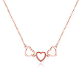 Paved Tiny Two Heart Choker Necklaces Pendant Chain Gift for Women