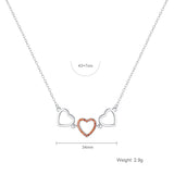 Paved Tiny Two Heart Choker Necklaces Pendant Chain Gift for Women