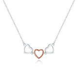Paved Tiny Two Heart Choker Necklaces Pendant Chain Gift for Women