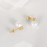 Sterling Silver Pearl Stud Earrings for Women Zirconia Rhinestone