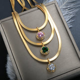 Colorful Pendant Necklace for Women Cubic Zirconia Gift