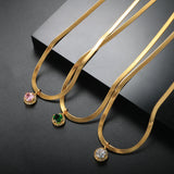 Colorful Pendant Necklace for Women Cubic Zirconia Gift
