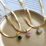 Colorful Pendant Necklace for Women Cubic Zirconia Gift