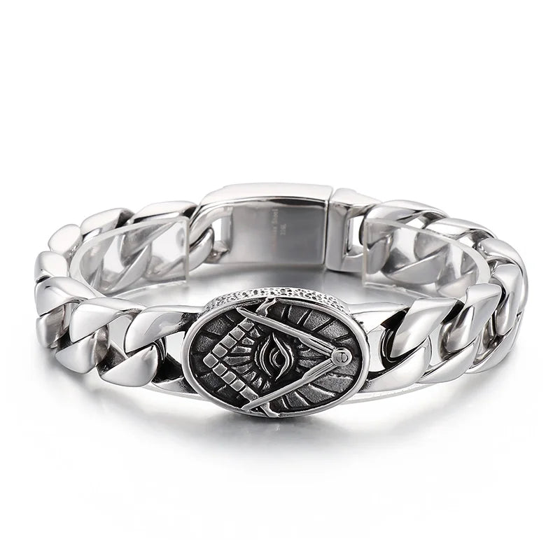 15mm Steel Cuban Bracelet for Men