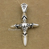 Punk Rocker Solar Totem Pendant Sterling Silver Men's Biker Cross