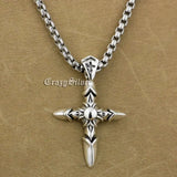 Punk Rocker Solar Totem Pendant Sterling Silver Men's Biker Cross