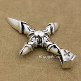 Punk Rocker Solar Totem Pendant Sterling Silver Men's Biker Cross