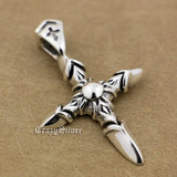 Punk Rocker Solar Totem Pendant Sterling Silver Men's Biker Cross