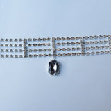 Rhinestone Square Pendant Choker Necklace Crystal Bridal Collar