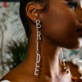 Rhinestone Bride Dangle Earrings Wedding Party Statement Jewelry