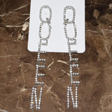 Rhinestone Bride Dangle Earrings Wedding Party Statement Jewelry