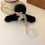 Rhinestone Butterfly Hair Claws with Tassel Ball