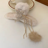 Rhinestone Butterfly Hair Claws with Tassel Ball