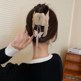 Rhinestone Butterfly Hair Claws with Tassel Ball