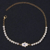 Rhinestone Chain Lady Anklet Demon Eye Design
