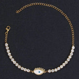 Rhinestone Chain Lady Anklet Demon Eye Design