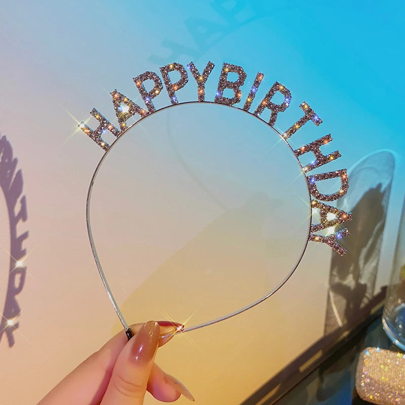 Happy Birthday Rhinestone Letter Headband for Women