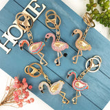 Flamingo Shape Keychain Rhinestone Car Pendant Handbag Ring