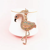 Flamingo Shape Keychain Rhinestone Car Pendant Handbag Ring