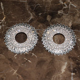 Rhinestone Gems Alloy Big Round Dangle Earrings For Women Jewelry