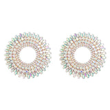 Rhinestone Gems Alloy Big Round Dangle Earrings For Women Jewelry