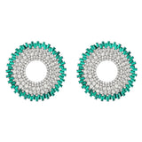 Rhinestone Gems Alloy Big Round Dangle Earrings For Women Jewelry