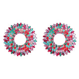 Rhinestone Gems Alloy Big Round Dangle Earrings For Women Jewelry