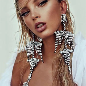 Rhinestone Gems Women Dangle Earrings Jewelry for Evening Dress